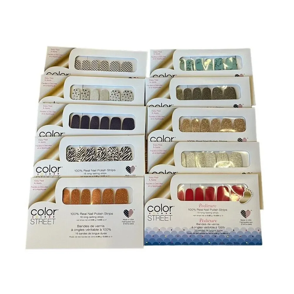 Color Street 100% Real Nail Polish Strips Lot of 10 Packs New Sealed Assorted